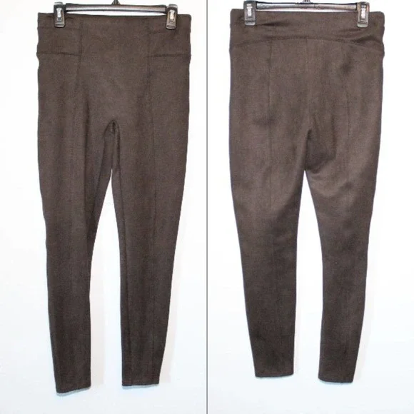 SPANX Faux Suede Leggings Chocolate Brown Pull On Women's Size Medium H14477 - Picture 13 of 15